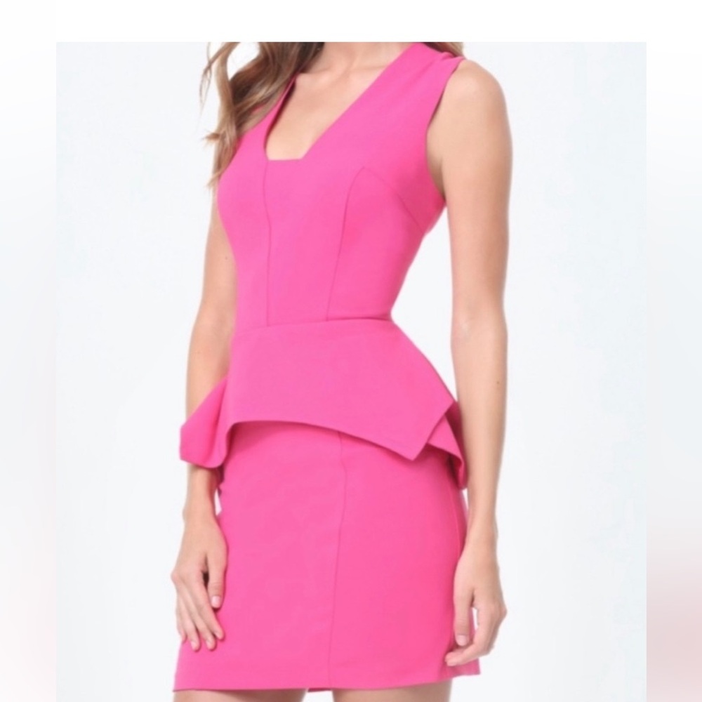 Bebe Pink Peplum Sleeveless Dress SZ S